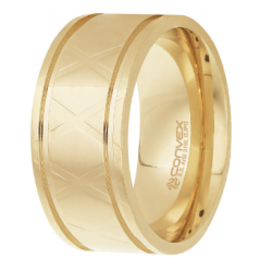 Aliança Convex Aço Xteel 10mm Gold IPG