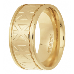 Aliança Convex Asterisk Aço Gold Ipg 10mm