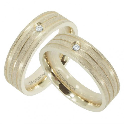 ALIANÇA EM AÇO THEA GOLD IPG 6MM COM ZIRCÔNIA SWAROVSKI - CONVEX - PREÇO UNITÁRIO