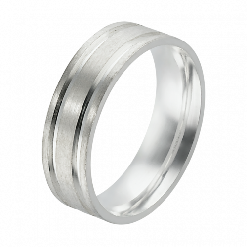 Aliança Orion de Prata 950 reta de 6mm fosca com 2 frisos.